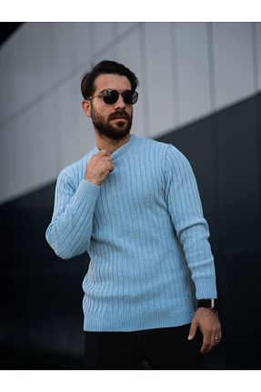 پلیور آبی مردانه ساده OTAKU - کد 776735715