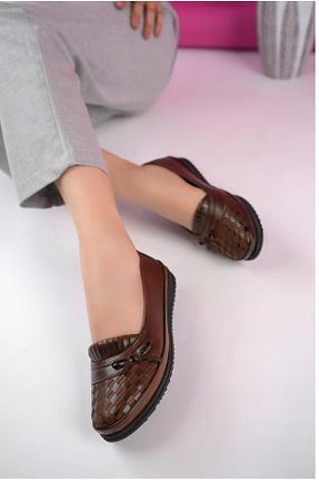 کفش کلاسیک قهوه ای زنانه چرم مصنوعی Safir - کد 854111022