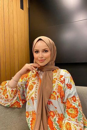 شال قهوه ای زنانه پنبه پلی استر SAYRA - کد 852414398
