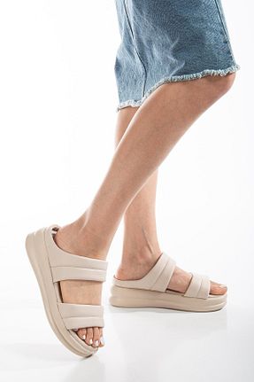 دمپائی بژ زنانه پاشنه تخت SUİNS SHOES - کد 822800061