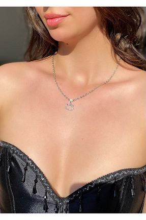 گردنبند جواهر صورتی زنانه روکش نقره Pinky Lady - کد 707246062