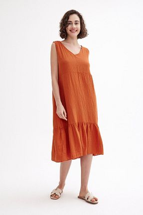لباس نارنجی زنانه بافتنی Türkiş Otantik - کد 835674085