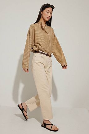 شلوار جین بژ زنانه پاچه لوله تفنگی Hooopstore - کد 818432798