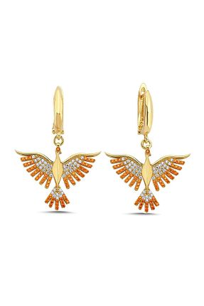 گوشواره نقره نارنجی زنانه 925 عیار Kayra Mücevher - کد 850312641