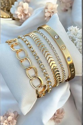 دستبند استیل (فولاد) طلائی زنانه استیل (فولاد) TAKIPORT - کد 810681650