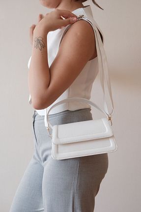 کیف دوشی سفید زنانه چرم مصنوعی Casual Bag - کد 847717450