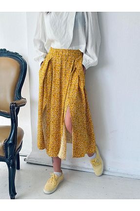 دامن زرد زنانه بافتنی Retrobird - کد 854477278