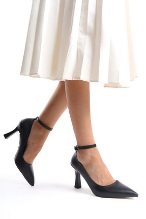 کفش پاشنه بلند کلاسیک مشکی زنانه چرم مصنوعی Moda Değirmeni - کد 854656791