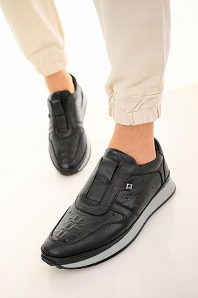 کفش اسنیکر مشکی مردانه چرم اصل Deripabuc - کد 851441633