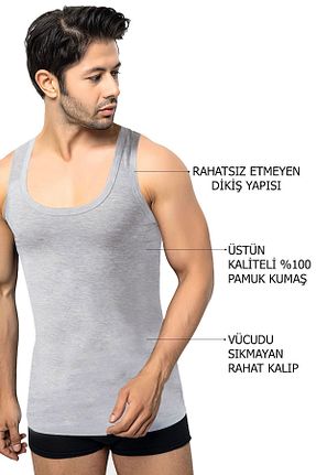 رکابی طوسی مردانه %100 پنبه Öts - کد 320282172