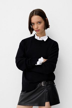 دامن مشکی زنانه پلی اورتان Bershka - کد 854684279