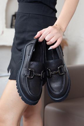 کفش کژوال مشکی زنانه چرم خالص Mammamia - کد 854725124