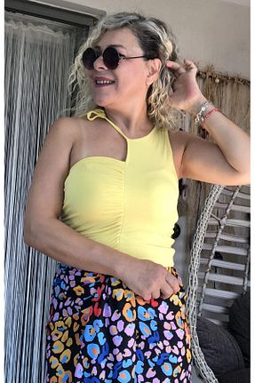بلوز زرد زنانه ساده Dila Butik - کد 844563542