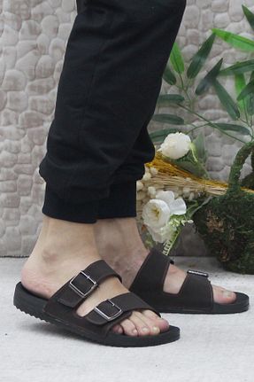 دمپائی قهوه ای مردانه چرم مصنوعی fort - کد 854741067