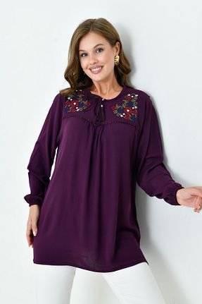 بلوز بنفش زنانه ساده Genel Markalar - کد 854794095
