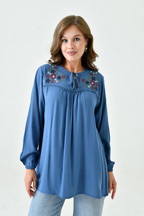 بلوز آبی زنانه ساده Genel Markalar - کد 854794110