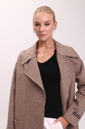 پالتو پشمی قهوه ای زنانه رگولار NEVADA - کد 854789593