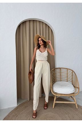 تیشرت بژ زنانه کراپ İLKCET MODA - کد 841105222