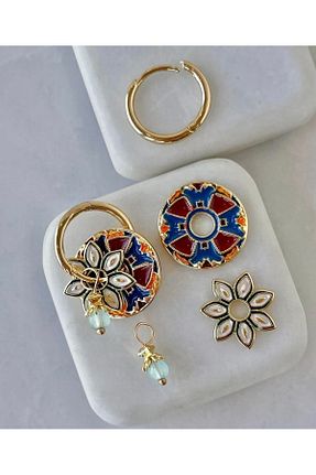 گوشواره جواهر طلائی رودیوم SU PERİSİ TAKI BİJUTERİ - کد 854800363