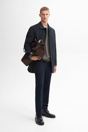 ترنچکت سرمه ای مردانه پنبه ای Massimo Dutti - کد 853405001