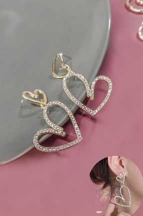 گوشواره جواهر طلائی زیرکن Diloshtrend Design - کد 854435853