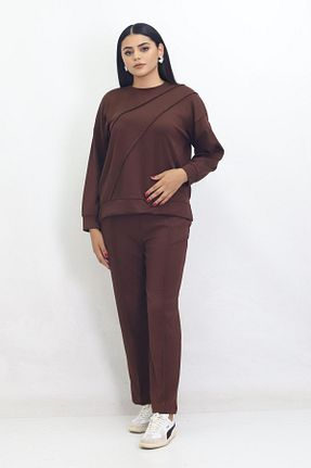 ست بالاتنه و پائین تنه قهوه ای زنانه بافت Kamex - کد 854494103