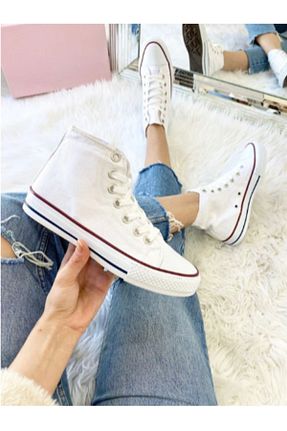 کفش اسنیکر سفید زنانه بند دار YGT - کد 775971767