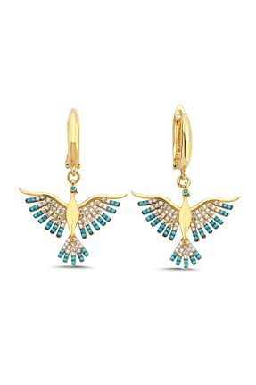 گوشواره نقره آبی زنانه 925 عیار Kayra Mücevher - کد 850306422