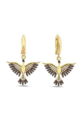 گوشواره نقره قهوه ای زنانه 925 عیار Kayra Mücevher - کد 850305670