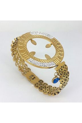 دستبند استیل (فولاد) طلائی زنانه استیل (فولاد) PİNA HEDİYELİK AKSESUAR - کد 843990365