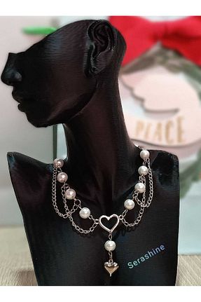 گردنبند جواهر نارنجی زنانه مروارید Serashine - کد 817353748