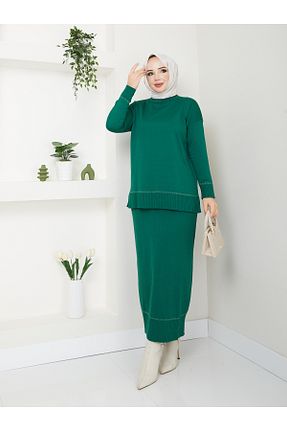 ست بالاتنه و پائین تنه حجاب سبز زنانه رگولار Pamuk Butik - کد 854583035