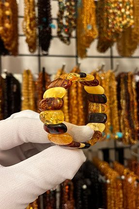 دستبند جواهر نارنجی زنانه سنگ طبیعی İpek Kehribar - کد 36684493