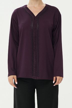 بلوز بنفش زنانه طرح دار BURSPA - کد 701548149
