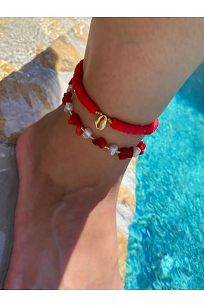 خلخال جواهر قرمز زنانه سنگ طبیعی Lucky Designs - کد 854694636