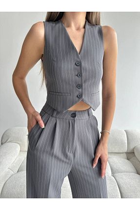 جلیقه طوسی زنانه Fitted Butik - کد 848947010