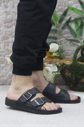 دمپائی مشکی مردانه چرم مصنوعی fort - کد 854736475