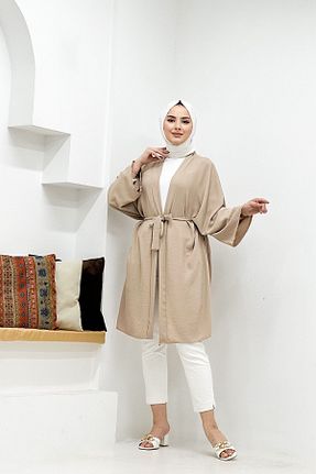 کافتان و کیمونو حجاب بژ زنانه پنبه ای CNG MODA - کد 740066412