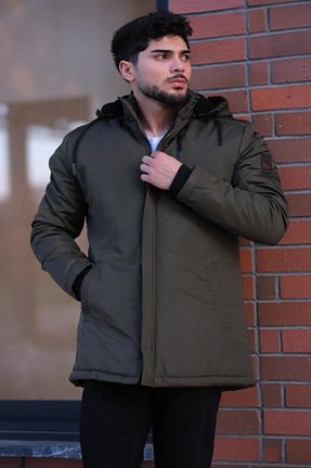 کاپشن خاکی مردانه اسلیم فیت Stilkombin - کد 138306927
