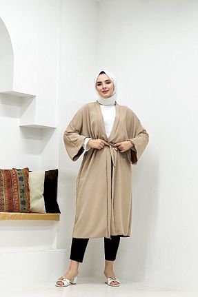 کیمونو و کافتان بژ زنانه پنبه ای CNG MODA - کد 738812661