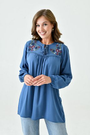 بلوز آبی زنانه ساده Genel Markalar - کد 854794110