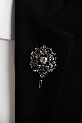 سنجاق یقه طوسی پلی استر Le Voux - کد 648482031