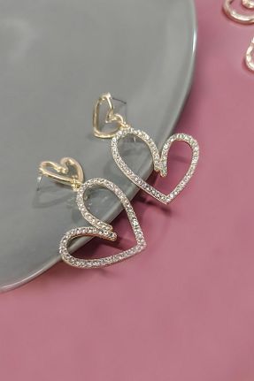 گوشواره جواهر طلائی زیرکن Diloshtrend Design - کد 854435853