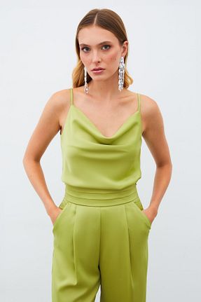 بلوز سبز زنانه ساده Sateen - کد 402603431