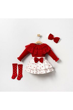 بادی و سرهمی نوزادی قرمز بچه گانه %100 پنبه Bulut Baby - کد 854552430