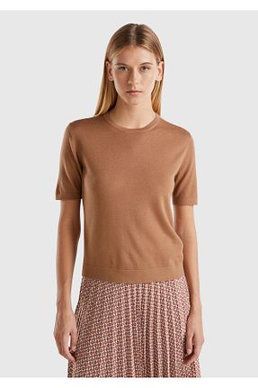 پلیور قهوه ای زنانه ساده United Colors of Benetton - کد 854637149