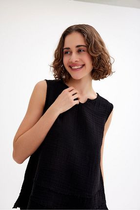 بلوز مشکی زنانه ساده Türkiş Otantik - کد 821630040