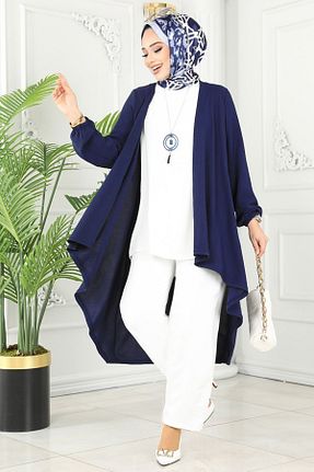 ست بالاتنه و پائین تنه حجاب سرمه ای زنانه رگولار Modaselvim - کد 854556923