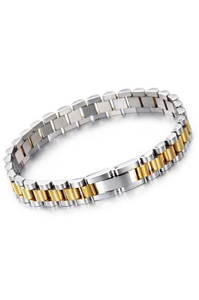 دستبند استیل (فولاد) طلائی مردانه استیل (فولاد) Chavin - کد 67562350