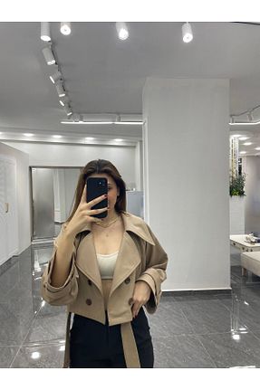 ترنچکت قهوه ای زنانه کتان Sera&Parsa - کد 846129286